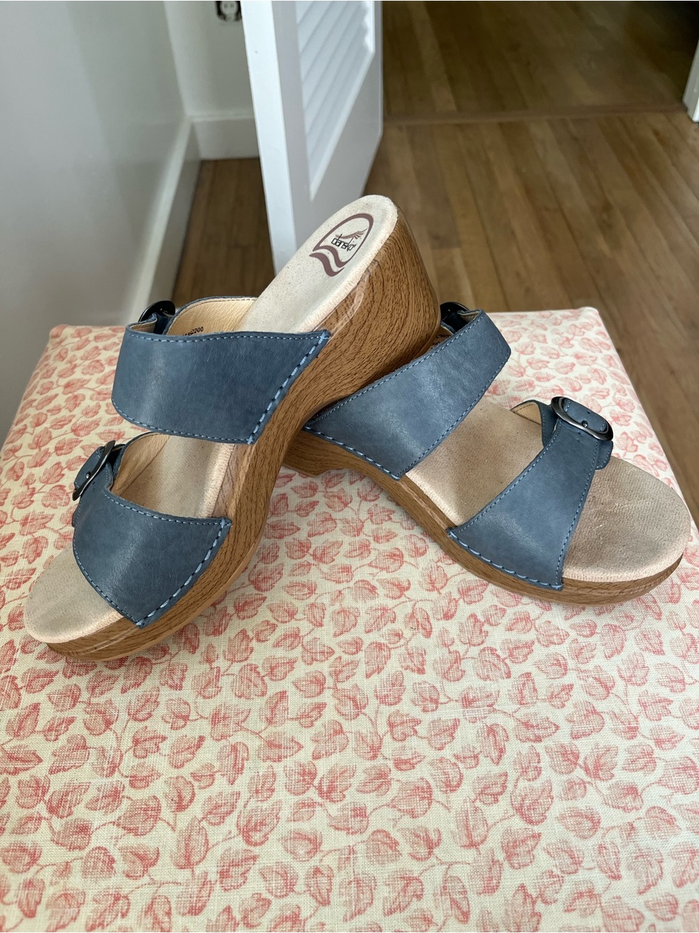 Dansko Blue Leather Slide Sandals - Picture 2 of 5